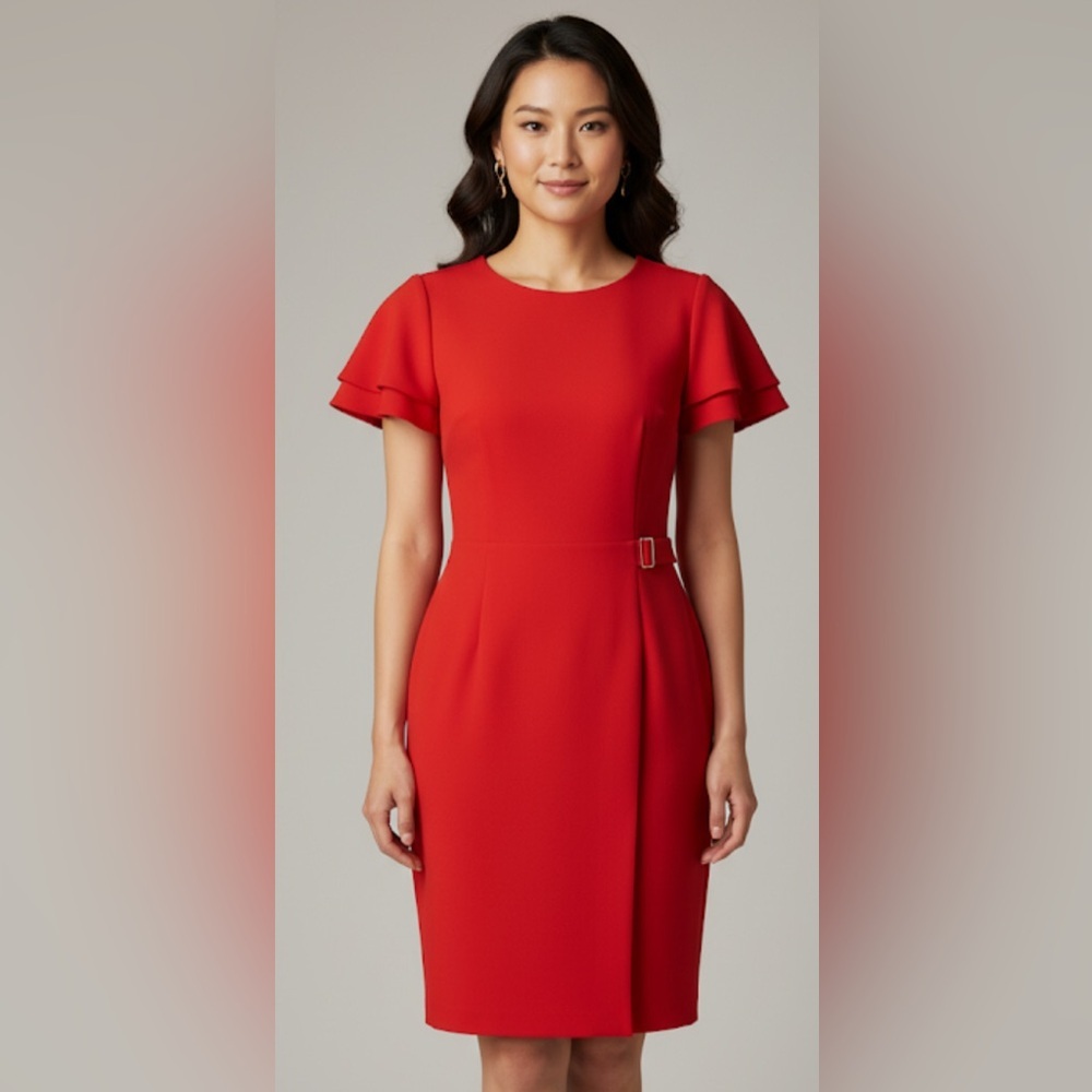 Jason Wu Coral Bubblegum Crepe Flutter Ruffle Sle… - image 1